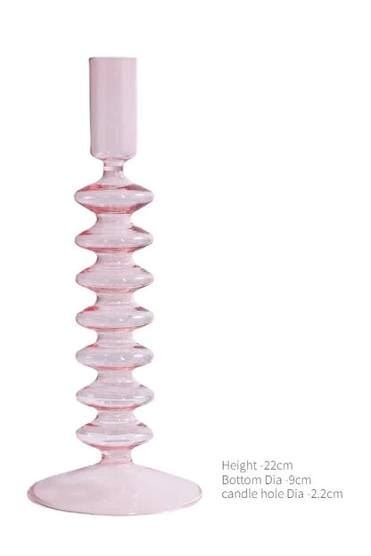 Pink Glass Taper Kerzenhalter