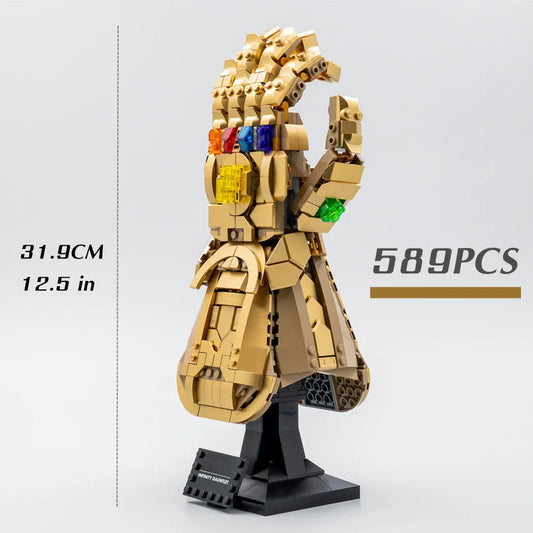 LED-Licht Unendlichkeitshandschuh Kompatible Steine Thanos Rechte Hand Handschuh mit Steinen Bau Spielzeug für Jungen Geschenke
