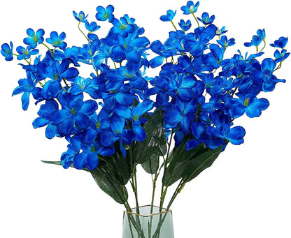 Frendorf | 10 Stück künstliche blaue Orchideenblumen mit langen Stielen – Großpackung dekorative falsche Schmetterlingsorchideen für Hochzeiten und Wohnkultur