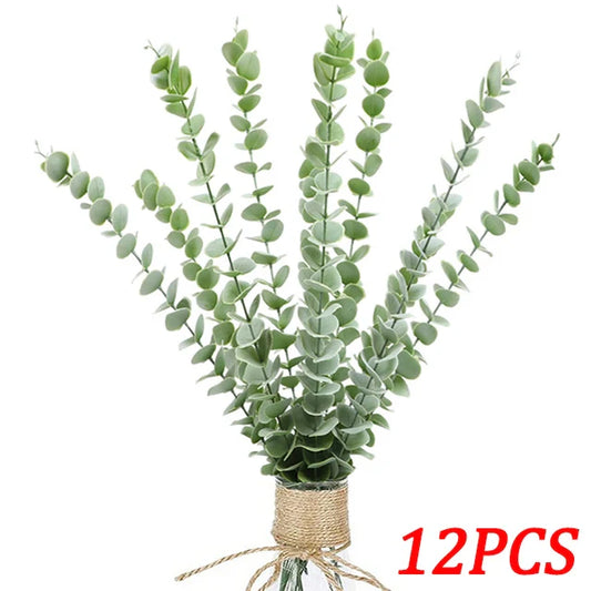 Frendorf | 12/10ST Äucalyptusblätter Sträuße – Künstliche Fake Eukalyptuszweige für Hochzeiten, Wohnkultur, DIY-Projekte und Fotografie