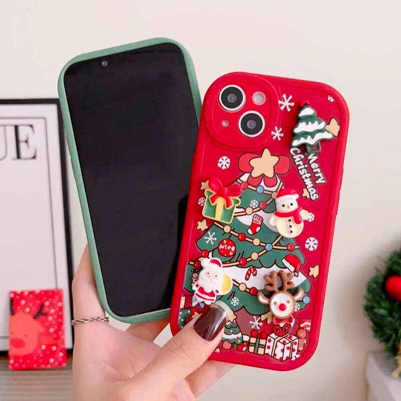 Frohe Weihnachten Elch Schneemann Santa Cartoon iPhone Hülle