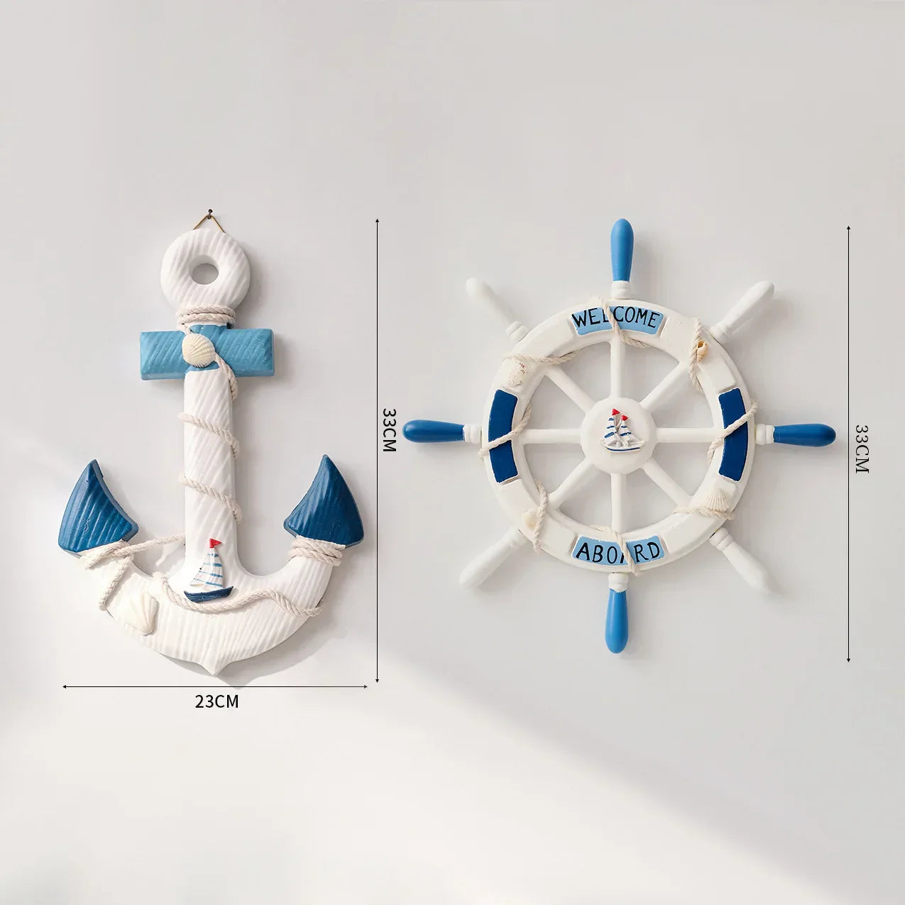 Frendorf | 2PCS Nautische Schiffsrad und Anker Wanddeko
