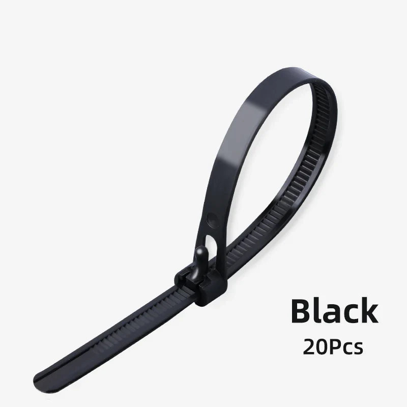20 Stück Plastik wiederverwendbare Kabel-Zip-Ties: 8/10 Zoll, 8*200/250/300/450 Größen - lösbare Nylon, recycelbar abnehmbare Bündel