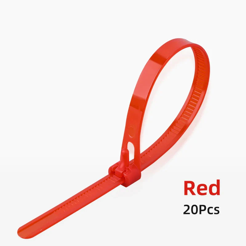 20 Stück Plastik wiederverwendbare Kabel-Zip-Ties: 8/10 Zoll, 8*200/250/300/450 Größen - lösbare Nylon, recycelbar abnehmbare Bündel