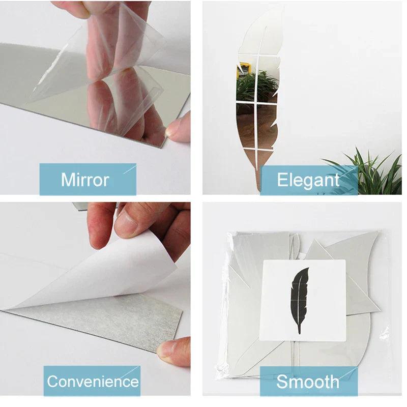 Frendorf | 3D Feder Kunst Spiegel Wandaufkleber