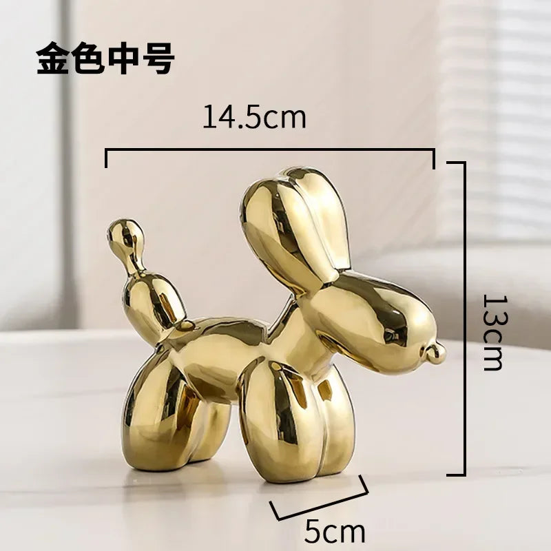 Nordic Keramik Ballon Hund Skulptur Gold Tier Dekorationen Statue Wohnzimmer Ornamente Kreative Desktop Ornament Wohnkultur
