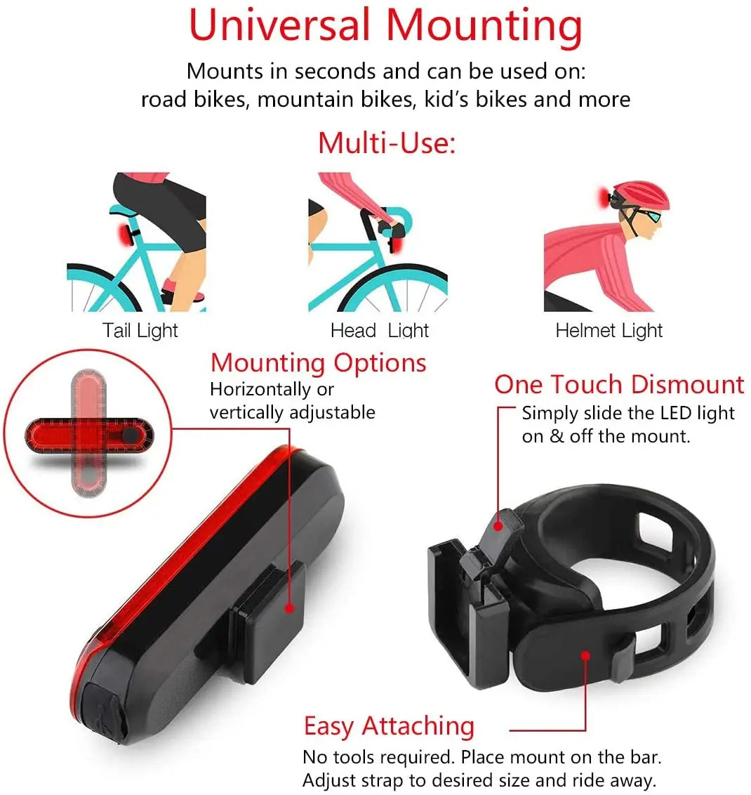 Frendorf | USB Rechargeable Rear Bike Light – Wiederaufladbares Fahrrad Rücklicht mit IPX4 & 3 Leuchtmodi