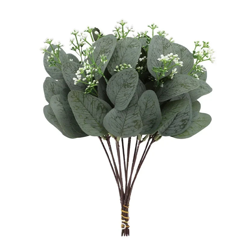 Frendorf | 20PCS Künstliche Eucalyptusblätter Stiele – Silberdoller-Blatt-Picks für Hochzeitssträuße, Floraldekoration und Wohnkultur