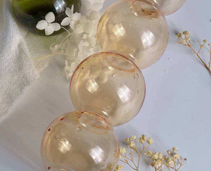 Glasvase Nordisches Wohndekor Blasenvase Kleine Vase auf Bunter Tischdekoration Geschenk Blaue Glasvase
