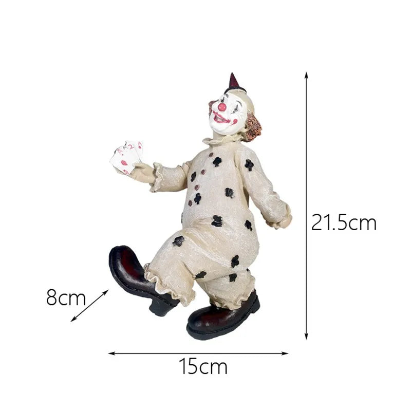 Vilead Zirkusclown Statue Joker Figurine Buffoon Puppe Sammlung Wohnzimmer Innendekoration Wohnungsdesign Bürotisch Dekor