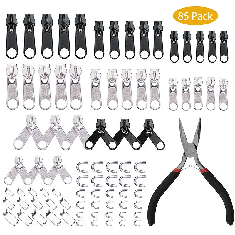 Reparaturset für Reißverschlüsse - 197/84/8-teiliges Reißverschluss-Ersatzzubehör für Kleidung, Zelte - Installationszange für Verlängerung, Gepäckreparatur
