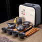 9-teiliges Set Teawere Retro Designer Cool Lila Sand Keramikk Teekannen Set Reise Kong Fu Teeset Porzellan Lila Sand Topf Teesieb