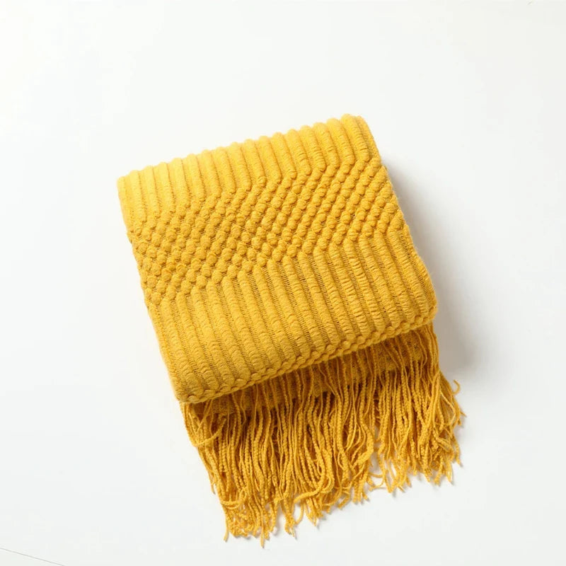 Gemütliche lila Diamant Strickdecke