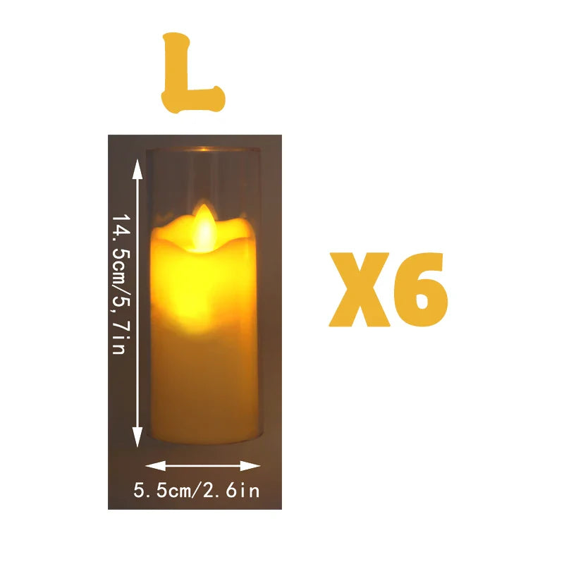 Set aus 6 LED flammenlosen elektrischen Kerzen: Flackernde batteriebetriebene Fake Teelichter aus Acrylglas - Perfekt für Hochzeiten und Weihnachtsdekoration