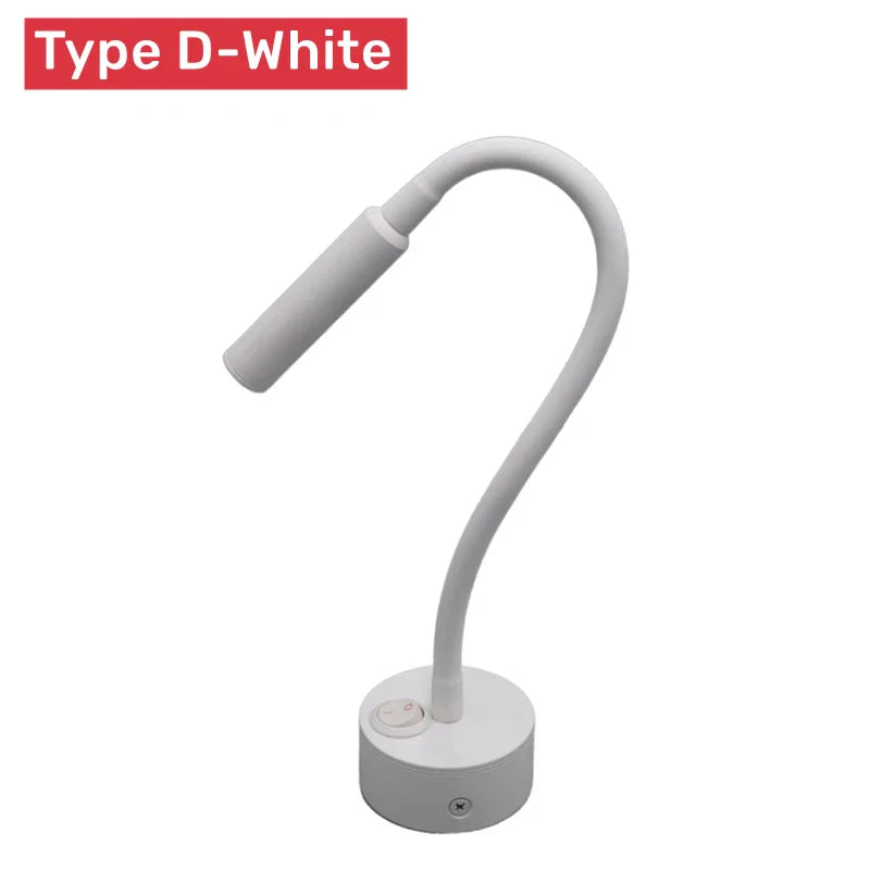 Moderne Flexible LED-Lese-Wandlampe mit Schalter für Schlafzimmer und Studium - 1W/3W