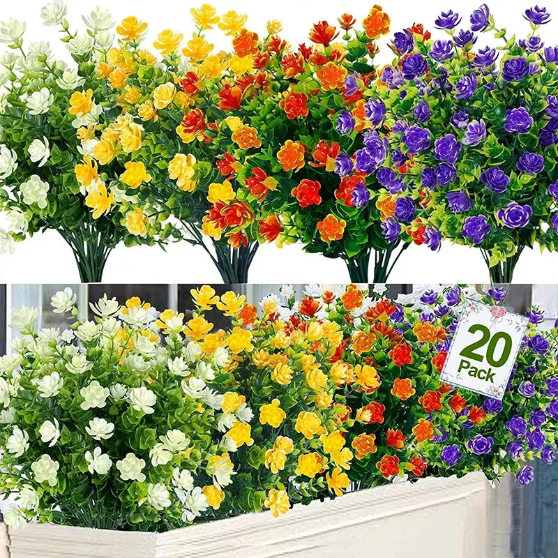 Frendorf | 20 Bündel UV-beständige Outdoor-Kunstblumen – Künstliche Plastikblumen für Zuhause, Garten und Hochzeitsdekoration