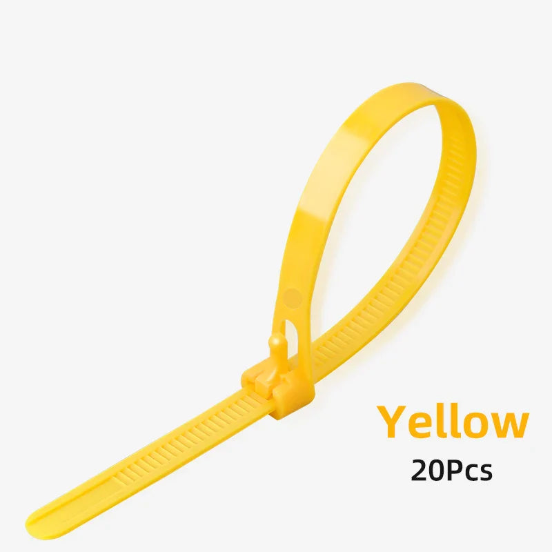 20 Stück Plastik wiederverwendbare Kabel-Zip-Ties: 8/10 Zoll, 8*200/250/300/450 Größen - lösbare Nylon, recycelbar abnehmbare Bündel
