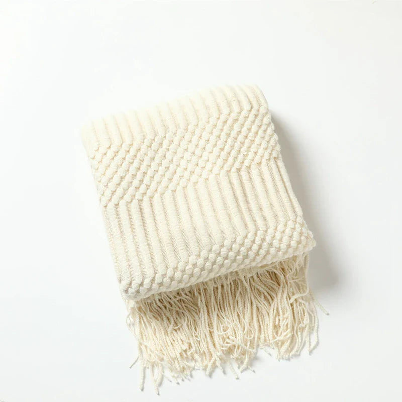 Gemütliche lila Diamant Strickdecke