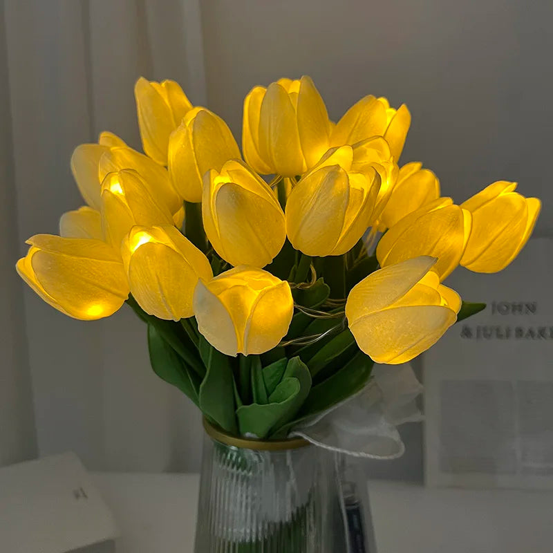 LED-Lampe mit künstlichem Tulpenblumenstrauß perfekt für Geschenke oder als Hochzeitsfeier-Hausdekorationen