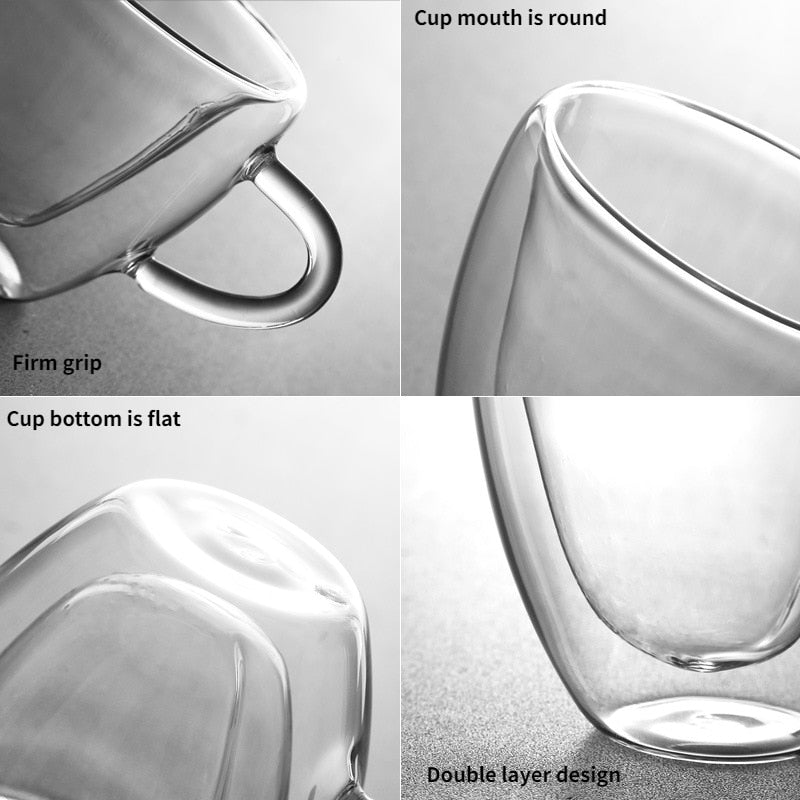 Herz Liebe Form Glas Tasse Doppelwandige Kaffeetassen Isolierte Tee Milch Zitrone Saft Wasser Becher Hitzebeständiges Trinkgeschirr Liebhaber Geschenk
