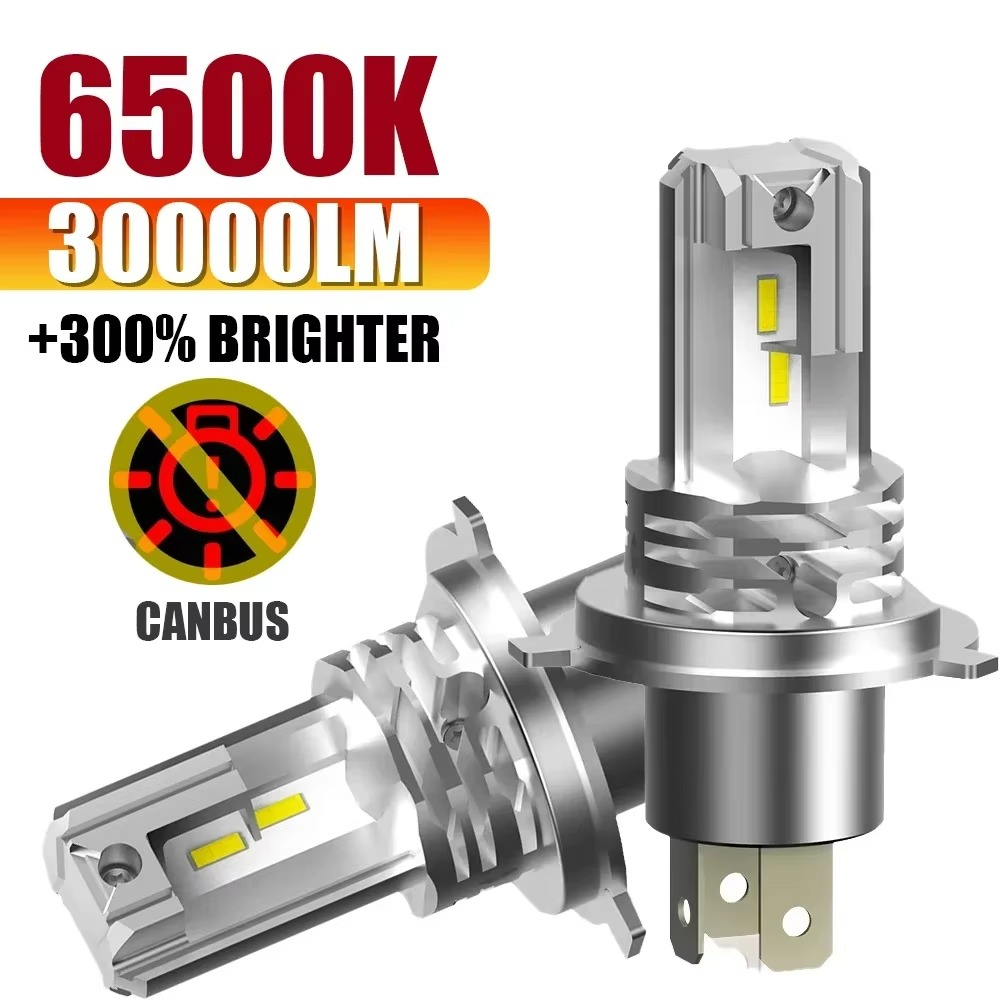 Frendorf | 2 Stück 30000LM LED Scheinwerferbirnen H4 H7 9003 CSP lüfterlos Abblendlicht und Fernlicht 12V 24V