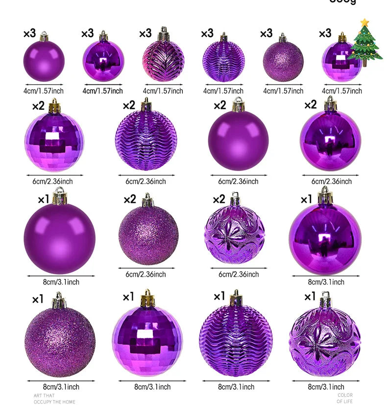 Frendorf | 36 Stück Verschiedene Weihnachtsornamente Set
