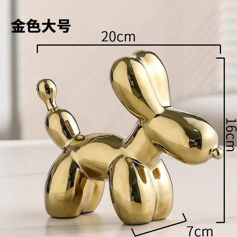 Nordic Keramik Ballon Hund Skulptur Gold Tier Dekorationen Statue Wohnzimmer Ornamente Kreative Desktop Ornament Wohnkultur