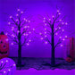 Frendorf | GlowHaunt LED Halloween Birkenbaum | Stimmungslicht | Leuchtende Deko in Orange & Lila