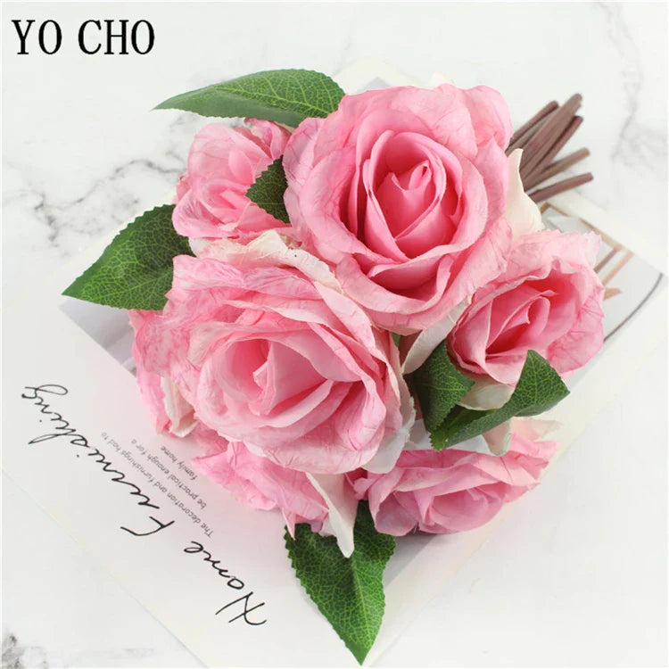5er Set Große Pfingstrose Seidenblumenstrauß - Weiß & Pink