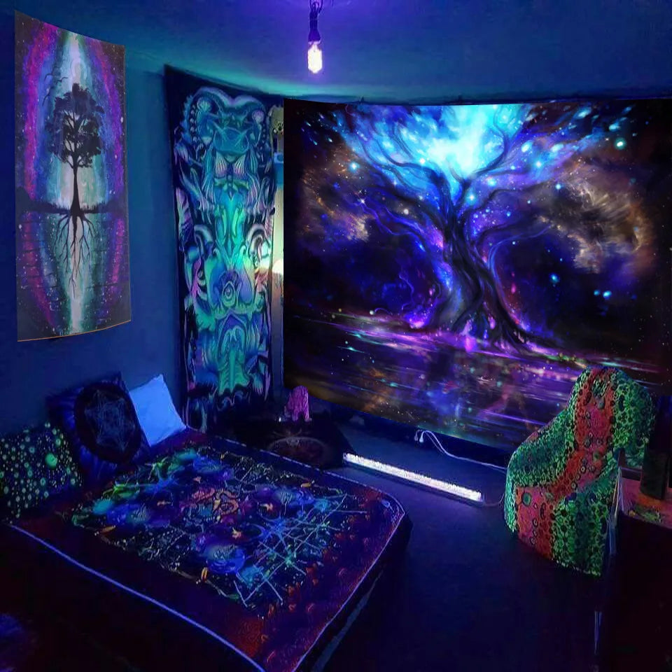 Psychedelischer Pilz Glow Wandteppich