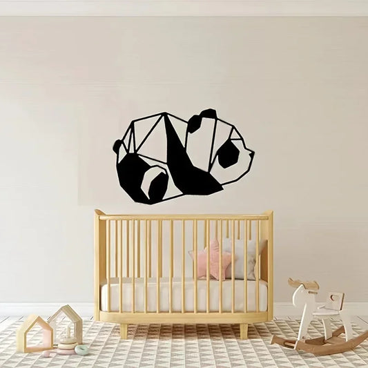 1 Stück Metall Eisen Pandas Outdoor Wandkunst Dekor Schwarze Metall Wandmontierte Kunst Wohnzimmer Badezimmer Schlafzimmer Wandskulpturen Wohnkultur