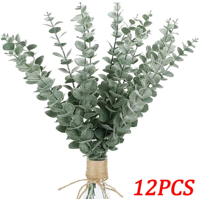 Frendorf | 12/10ST Äucalyptusblätter Sträuße – Künstliche Fake Eukalyptuszweige für Hochzeiten, Wohnkultur, DIY-Projekte und Fotografie