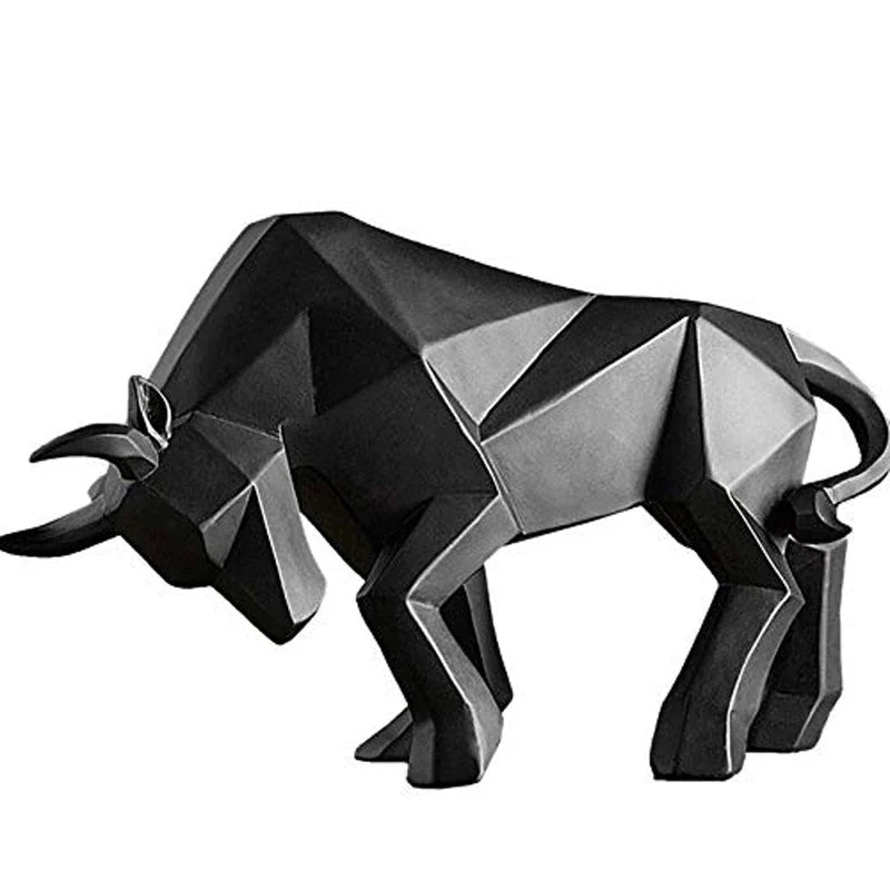 YuryFvna Morden Geometrische Stier-Statue, Ornament, Café, Rinderskulpturen, Tierfiguren, abstrakte Hotel-Heimdekoration