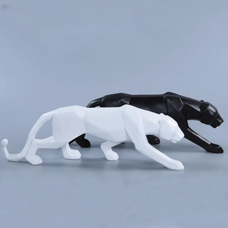 Panther-Statue, Tierfigur, abstrakter geometrischer Stil, Kunstharz, Leopardenskulptur, Heimbüro, Desktop-Dekoration, Kunsthandwerk