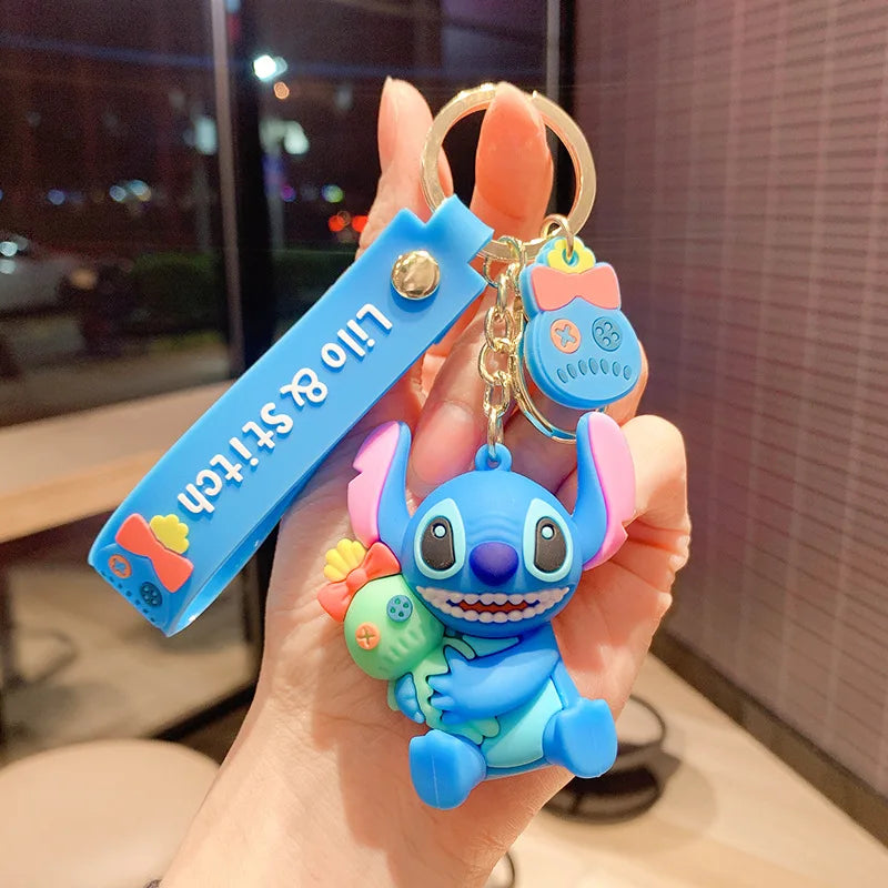 Anime Disney Schlüsselanhänger - Süßer Mickey Mouse, Minnie, Lilo und Stitch Cartoon Schlüsselring, Ornament und Autoanhänger, Perfekte Geschenke für Kinder