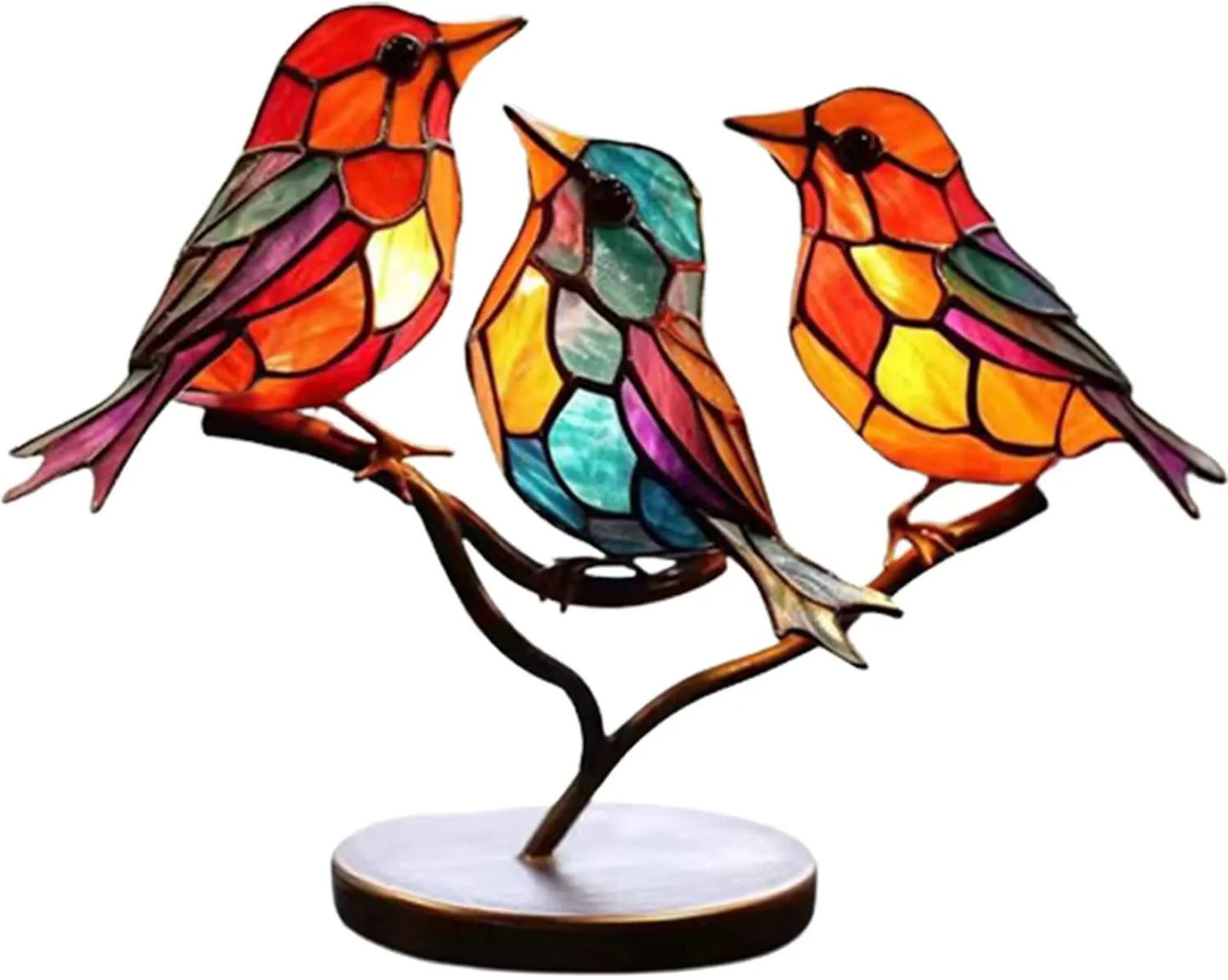 Frendorf | ElegantAviary | Bunte Vögel auf Ast Schreibtischornamente