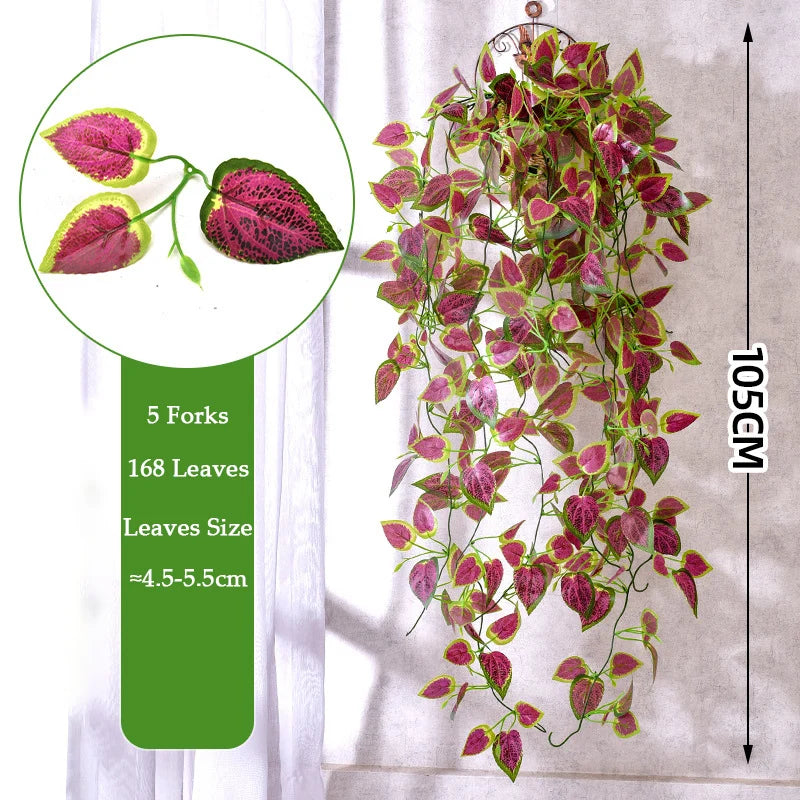 Frendorf | 105CM Kunstpflanzen-Efeu-Ranken – 5 Gabeln Grüner Kunststoff Kletterpflanze für Zuhause, Garten und Hochzeitsdekoration