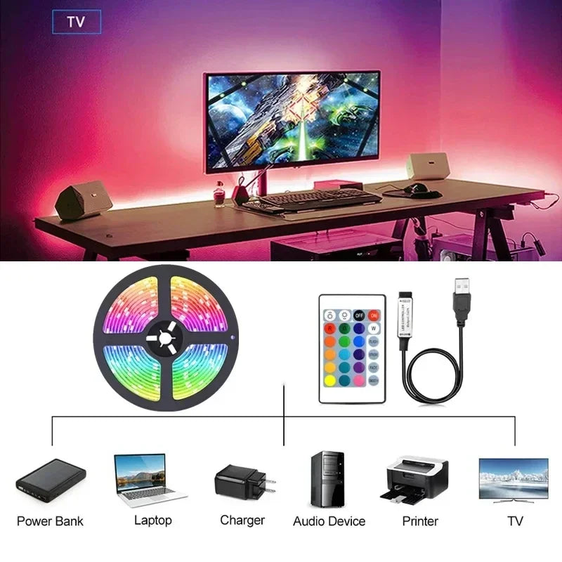 USB RGB LED Strip Lichter mit App-Steuerung für Raum- & Fernseher-Hintergrundbeleuchtung Deko