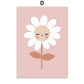 Cute Daisy Rainbow Sun Love Heart Personalized Name Poster of Wall Art Canvas Prints Picture Pink Girl Baby Kids Room Home Decor