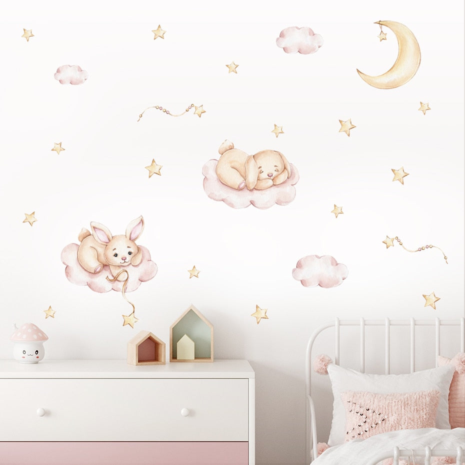 Frendorf | Cartoon Wandtattoos Hase Mond Wolken