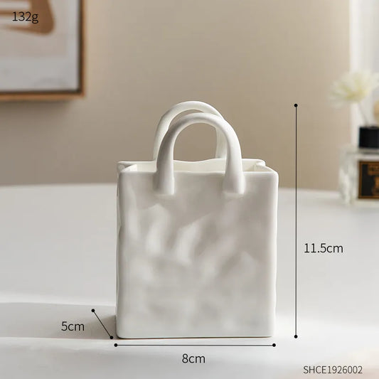 Nordic Dekorative Vase Handtasche Keramik Vase Dekoration Zuhause Blumen für Dekor Tischdekoration Zubehör Raumdekoration Vase Geschenk