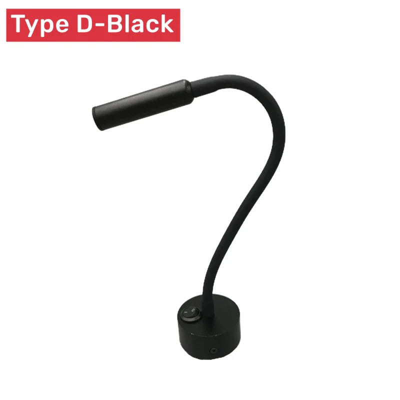 Moderne Flexible LED-Lese-Wandlampe mit Schalter für Schlafzimmer und Studium - 1W/3W