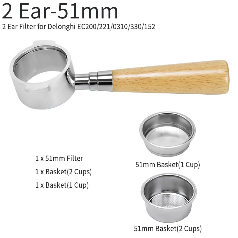 51mm Kaffee Boden Siebträger Für Delonghi EC680 EC685 Ersatz Filter Korb Espresso Maschine Griff Cafe Zubehör