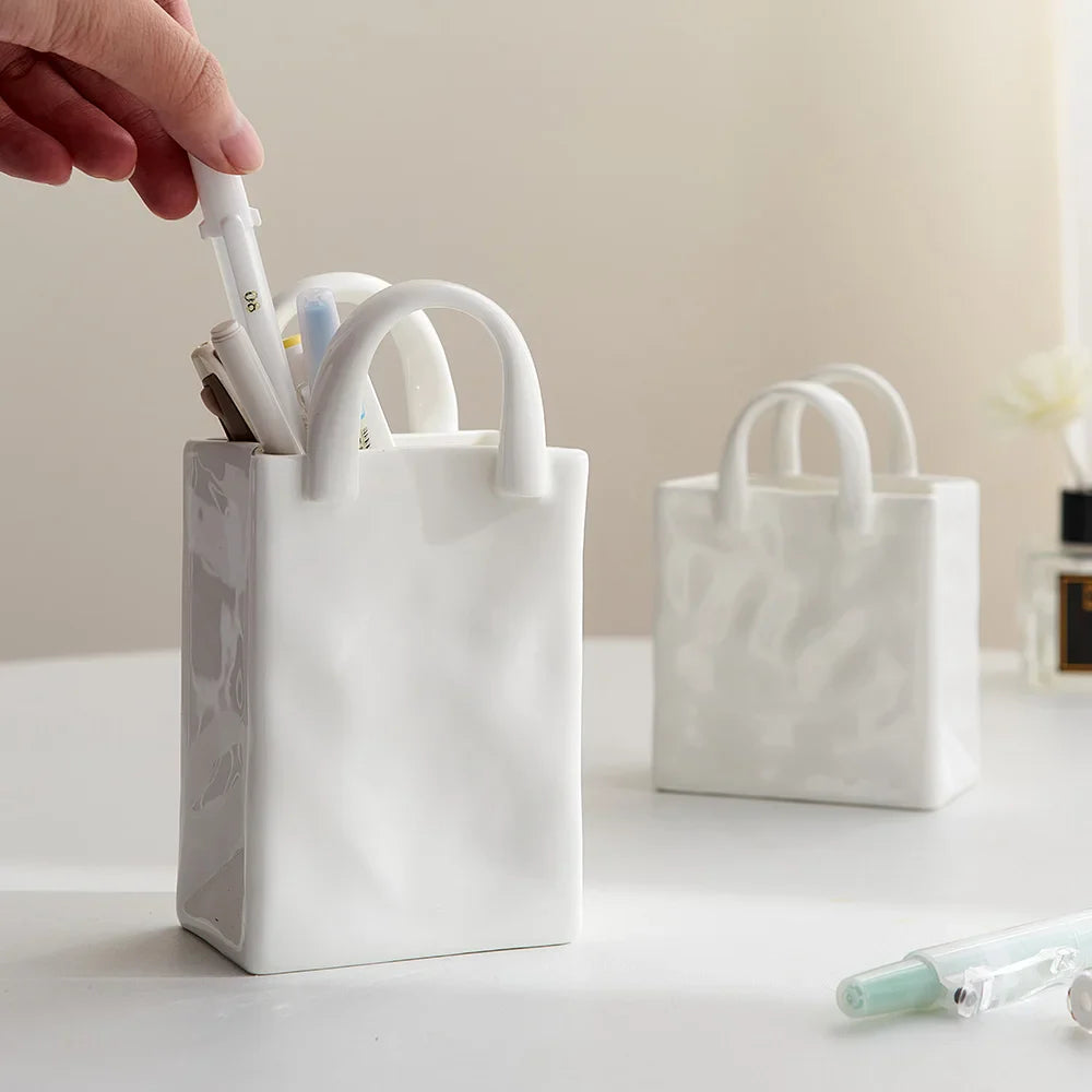 Nordic Dekorative Vase Handtasche Keramik Vase Dekoration Zuhause Blumen für Dekor Tischdekoration Zubehör Raumdekoration Vase Geschenk