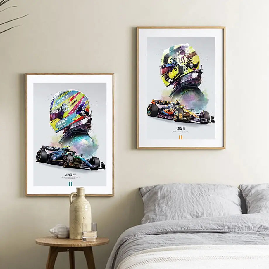 FI Formel 1 Rennhelm 2023 Saison Meisterschaft Team Bewegung Wandkunst Leinwandbild Nordisches Poster Wohnzimmer Dekor