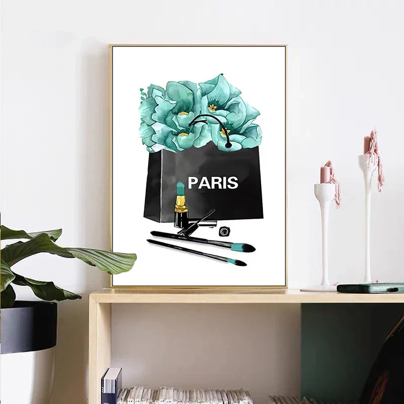 Modern Luxury Perfume Women Paris Fashion Poster Decorative Prints Canvas Painting Wall Art Pictures Elegant Girl Bedroom Decor