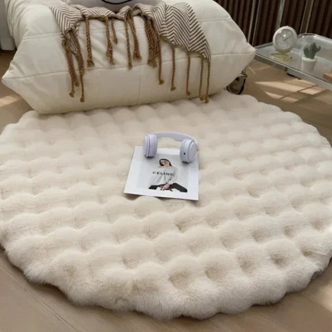 Frendorf | PlushCircle Rundteppich aus Kunstfell | Weich wie Kaninchenfell | Hochwertige Deko für Zuhause