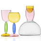 Kelch und Karaffe aus farbigem Glas von Phillips