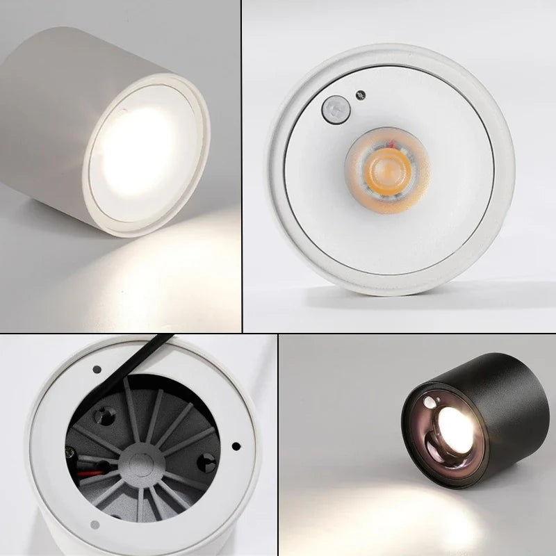 PIR Bewegungsmelder LED Decken Einbaustrahler 12W - Oberflächenmontierte Blendfreie Smart Beleuchtungseinheit für Treppen Schlafzimmer Zuhause Strahler