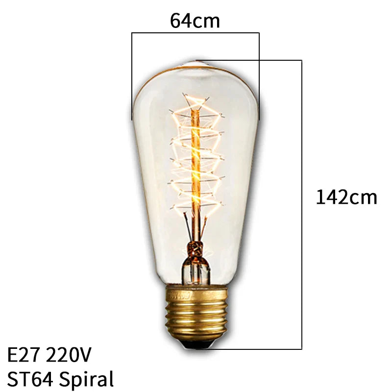 Dimmbar Edison Glühbirne (40W, E27 Sockel) - Vintage Stil Fadenlampe für Retro-Beleuchtung Vintage Edison Lampe Retro Licht